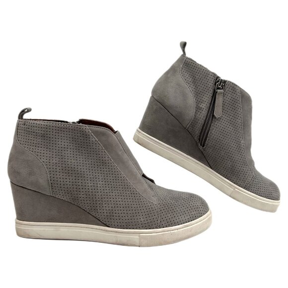 Linea Paolo Gray Suede Wedge Sneakers | Size 7.5 - Picture 1 of 10